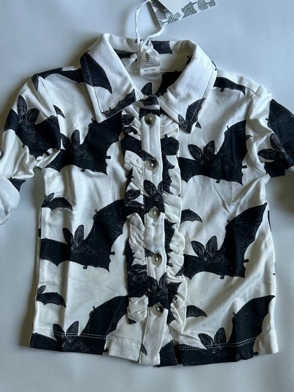 NWT Kate Quinn Spooky Bats Bamboo Button Up Shirt Baby 12-18m